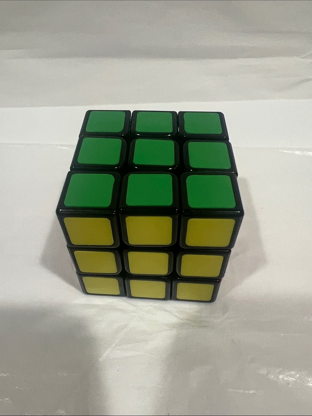 Classic 3x3 Puzzle Cube - Green and Yellow, red, blue, orange.